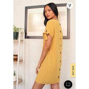 Lulu’s Mustard Yellow Button Back Shift Dress
